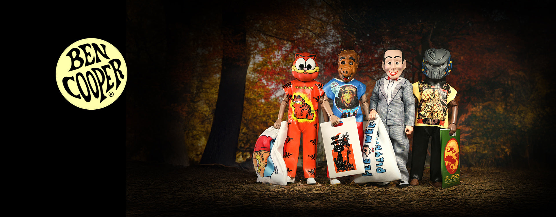 Ben Cooper Costume Kids Collection - Series 8 Costumed Action Figure Bundle (ALF, Garfield, Pee-wee, Predator) - NECA