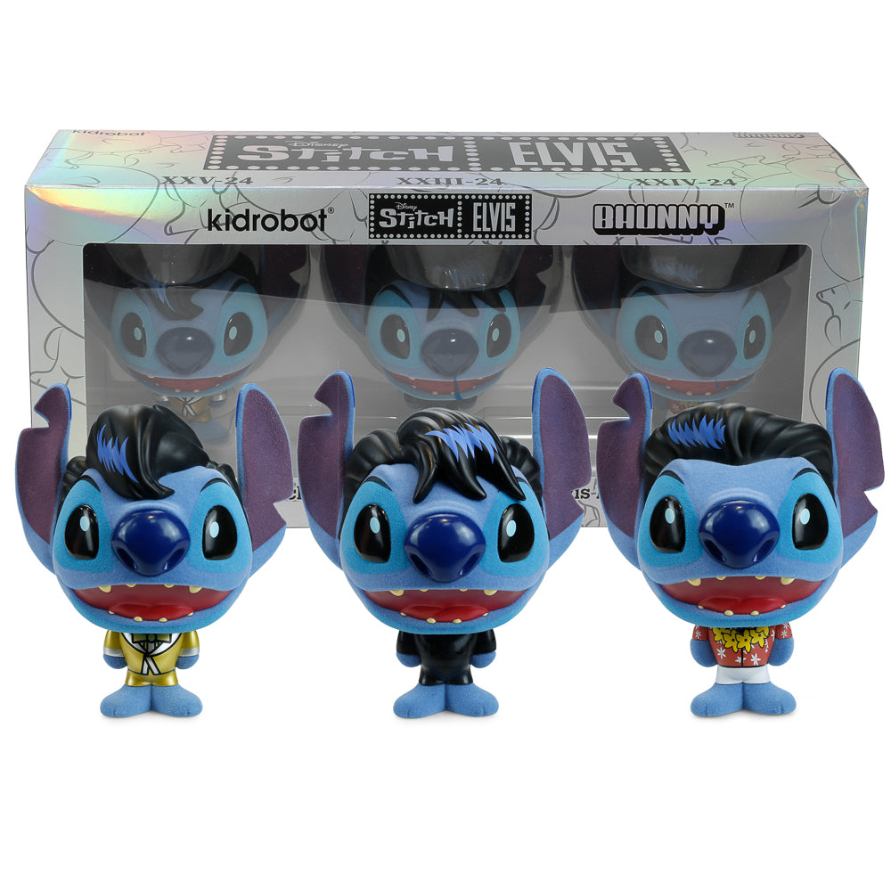 Disney Lilo &amp; Stitch - Elvis Stitch Bhunny 4” Flocked Vinyl Figure Set from Kidrobot on the NECA Store