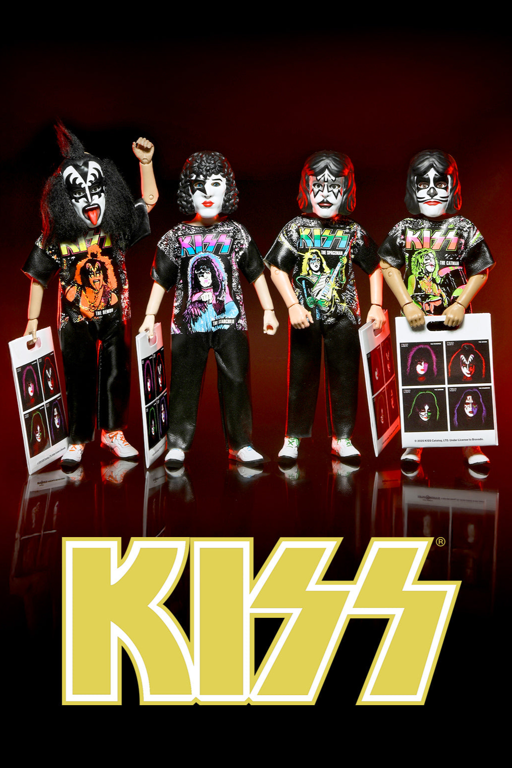 KISS x Ben Cooper Costume Kids Collection - The Starchild, The Demon, The Spaceman &amp; The Catman Costumed Action Figure Bundle - NECA