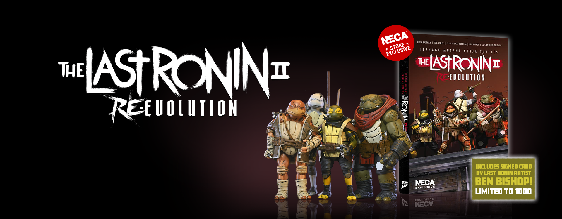 Teenage Mutant Ninja Turtles (The Last Ronin) - Ultimate Moja, Odyn, Uno & Yi 7” Scale Action Figure Bundle with Re-Evolution Collector’s Edition Book & Autograph Card Signed by Ben Bishop - NECA