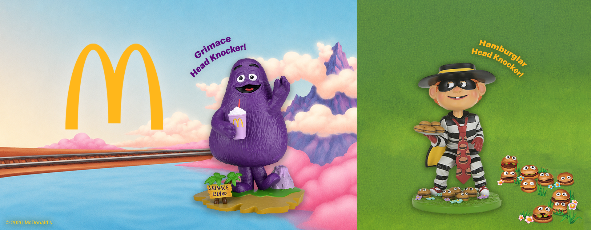 McDonald's - Grimace and Hamburglar Head Knockers on the NECA Store