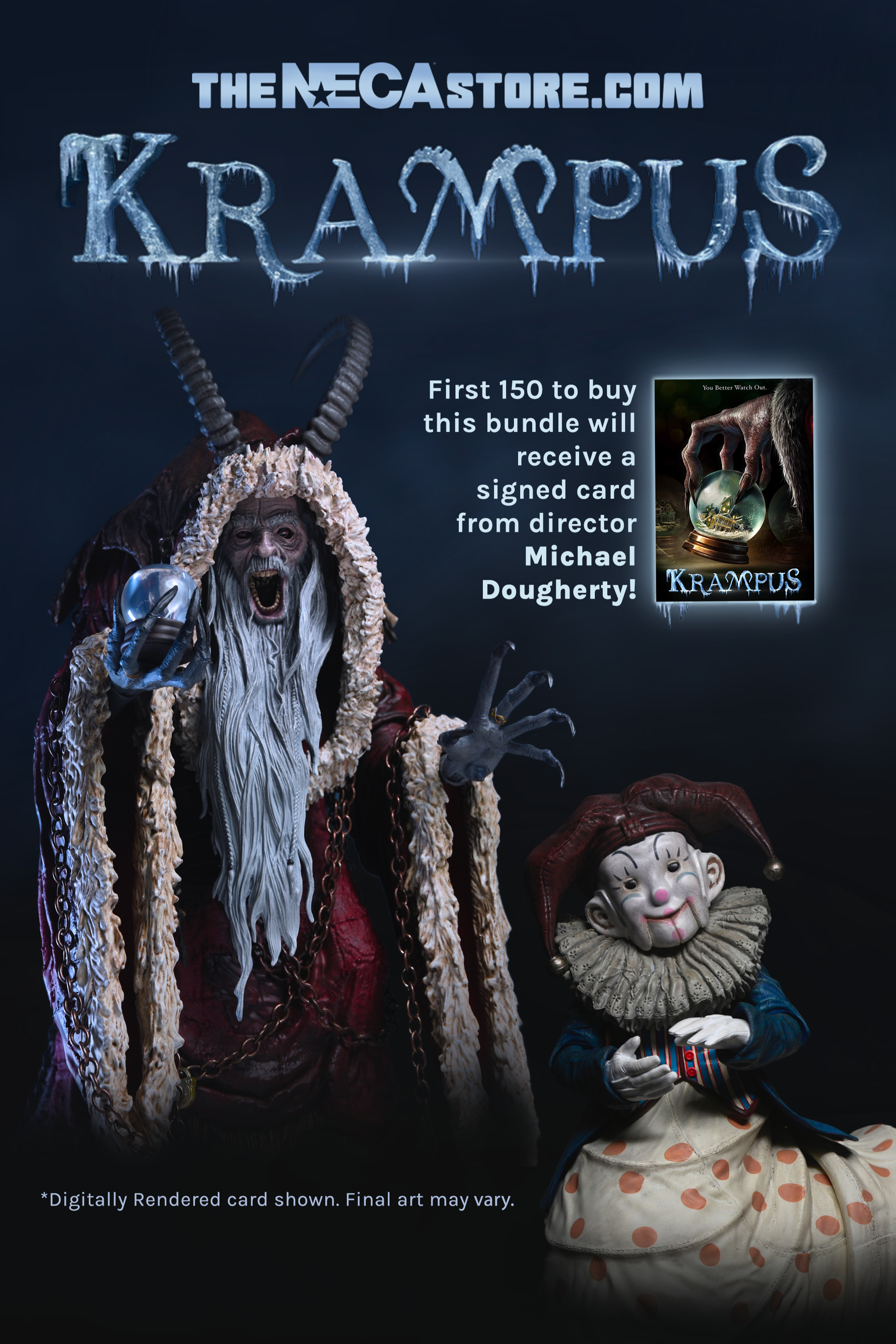 Krampus - Bundle of Deluxe Krampus and Der Klown 7&quot; Scale Action Figures + Signed Card - NECA