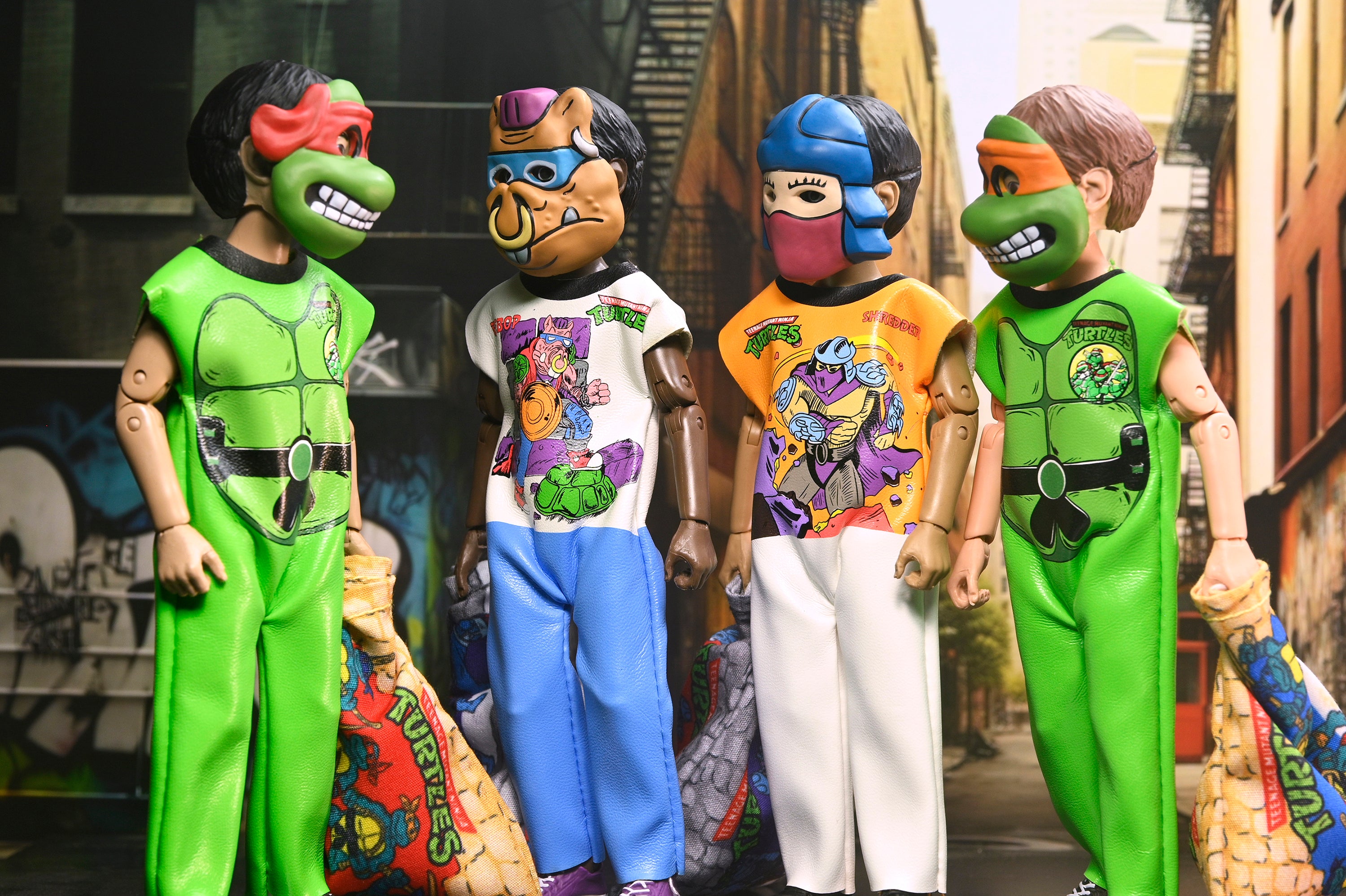 Teenage Mutant Ninja Turtles (1987 Cartoon) x Ben Cooper Costume Kids Collection Series 11 Bundle (Donatello, Leonard, Michelangelo, Raphael, Bebop, Rocksteady & Shredder) - NECA