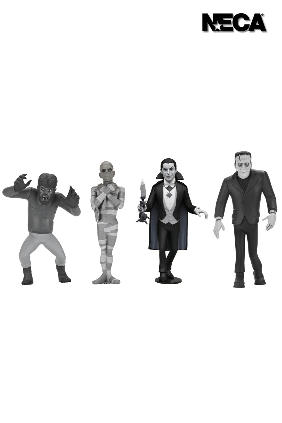 Universal Monsters - Toony Terrors Silver Screen Edition (Series 10) 6” Scale Action Figure Bundle (Dracula, Frankenstein, Mummy &amp; Wolfman) - NECA