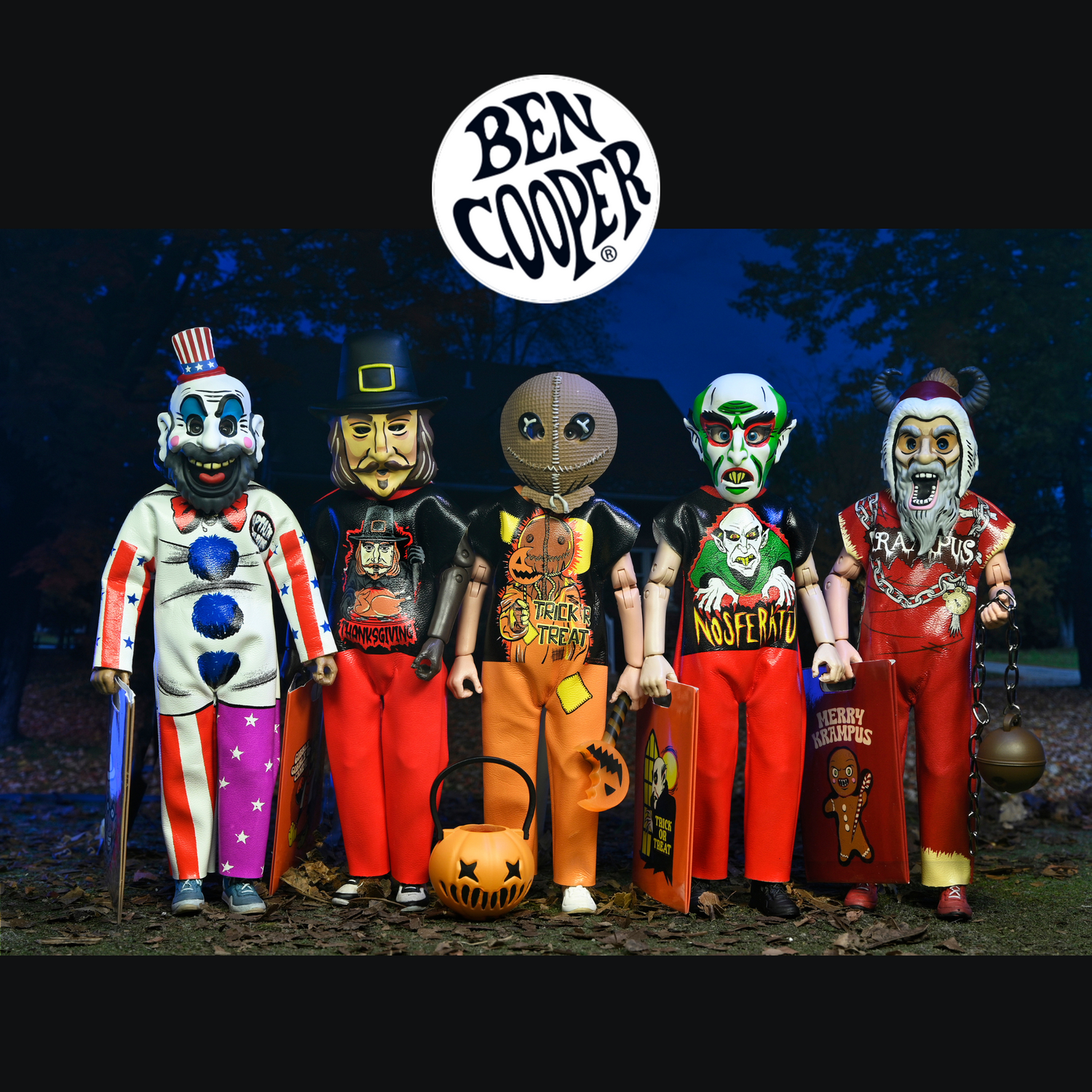 Ben Cooper Costume Kids Collection – Series 4 - Bundle of 5 Costumed Action Figures - Count Orlok, Captain Spaulding, Trick &